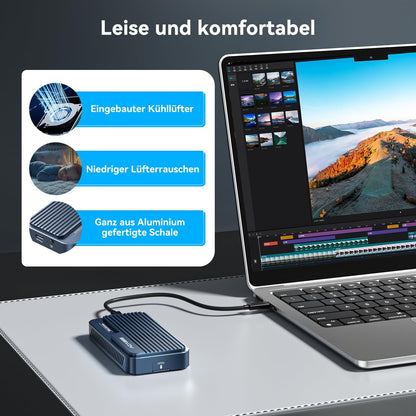 ACASIS 80Gbps M.2 NVMe SSD enclosure with cooling fan, compatible with Thunderbolt 5/USB4 V2.0. Supports MacBook Pro M4/M4 Pro and M4 Max, as well as Mac mini M4.