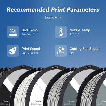 QIDI TECH PLA Rapid Filament 1.75mm, 3D printer filament PLA, suitable for high-speed printing, PLA filament 1.75 for most FDM 3D printers, 1 KG spool (2.2lbs), White.