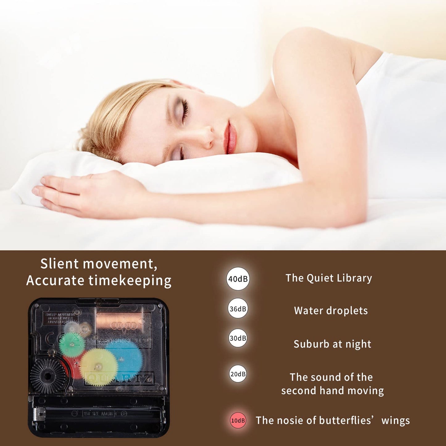 VIVILINEN luminous wall clock with large numbers, no ticking noise, quartz round clock, battery-operated, silent hanging clock for kitchen, home, office, living room, bedroom 12 inch