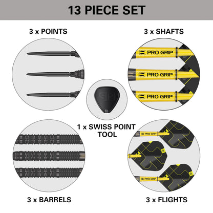 Target Darts Bolide Void 90% Tungsten Dart Set, Steel Tip Swiss Point Darts | Barrel 01, 25G | Professional Dart Sets, Black Darts, Swiss Point Tool Included