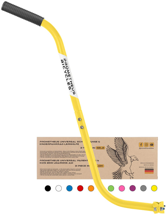 PROMETHEUS BICYCLES kids bike handlebar | push handle for children's bike | universal detachable non-slip sturdy push bar - Yellow