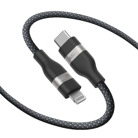 Anchor USB C Lightning Cable, Upcycled Woven USB C to Lightning Cable 180cm, ultra-fast charging cable for iPhone 14/13/12/11 Series and more.
