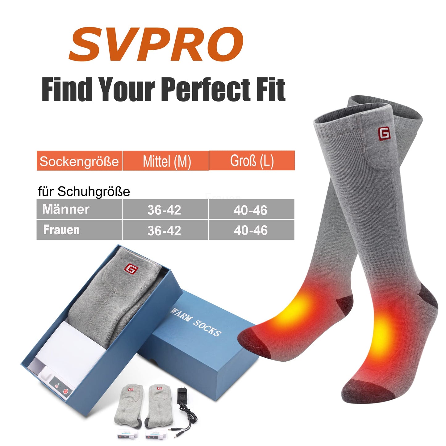 Svpro men women electric heated socks rechargeable washable battery socks, heated socks for foot warmer in cold weather, thermal socks for arthritis neuropathy skiing hunting