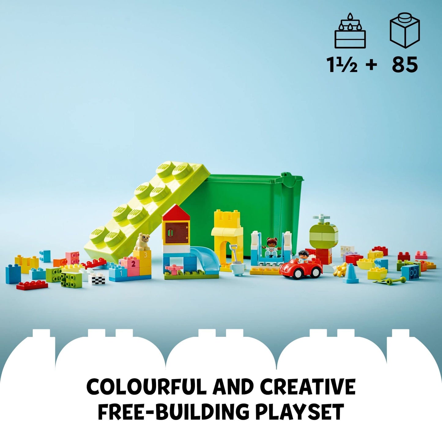 LEGO DUPLO Classic Deluxe Brick Box 10914 Starter Set with Storage Box, Great Educational Toy for Toddlers 18 Months and up, New 2020 (85 Pieces)