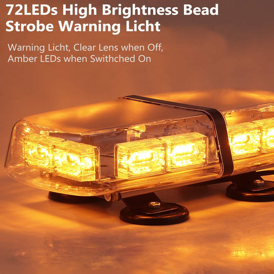 EYPINS 72 LED warning light, 12/24V beacon light 36W warning light flashing light car truck vehicle roof emergency hazard warning strobe 7 modes light with super magnetic base IP65 E57 (Orange)