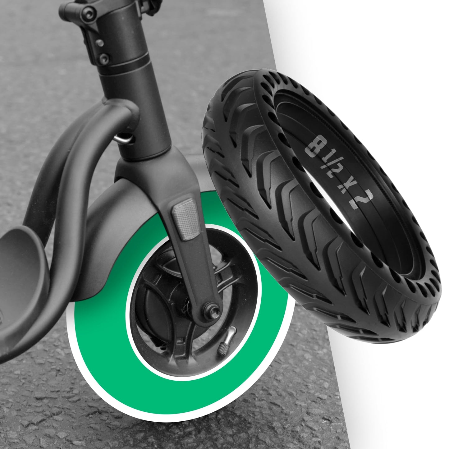 MOOVMOOV Solid Tires 8 1/2 x 2 for electric scooters - 2x Puncture-proof escooter tires 8.5 inches - Compatible with Xiaomi models and 8.5-inch wheels - e scooter accessory solid rubber tires MPK85