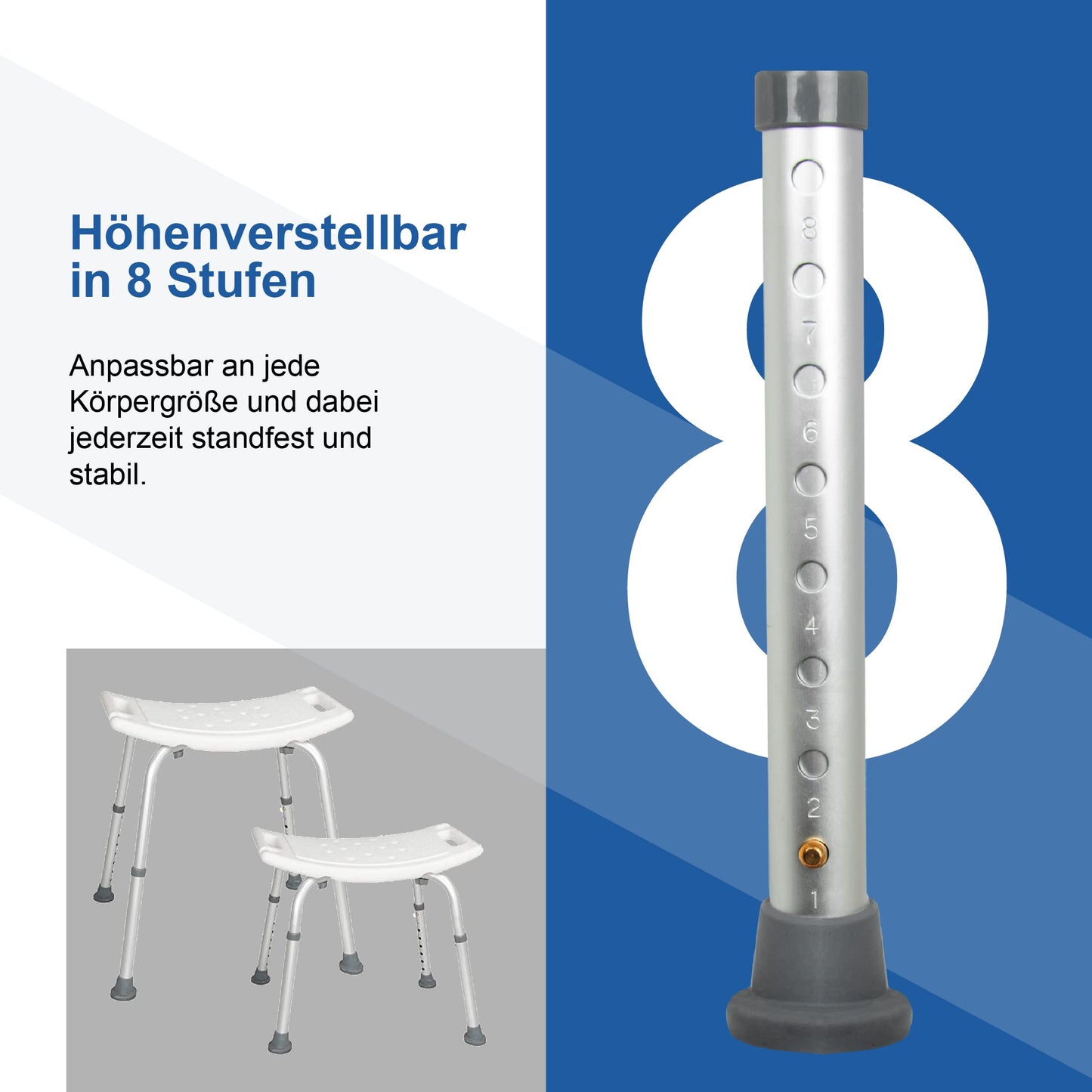 Accurate adjustable shower stool - non-slip, stable, and comfortable - Lightweight bath stool - Shower seat for shower (Universal shower stool)