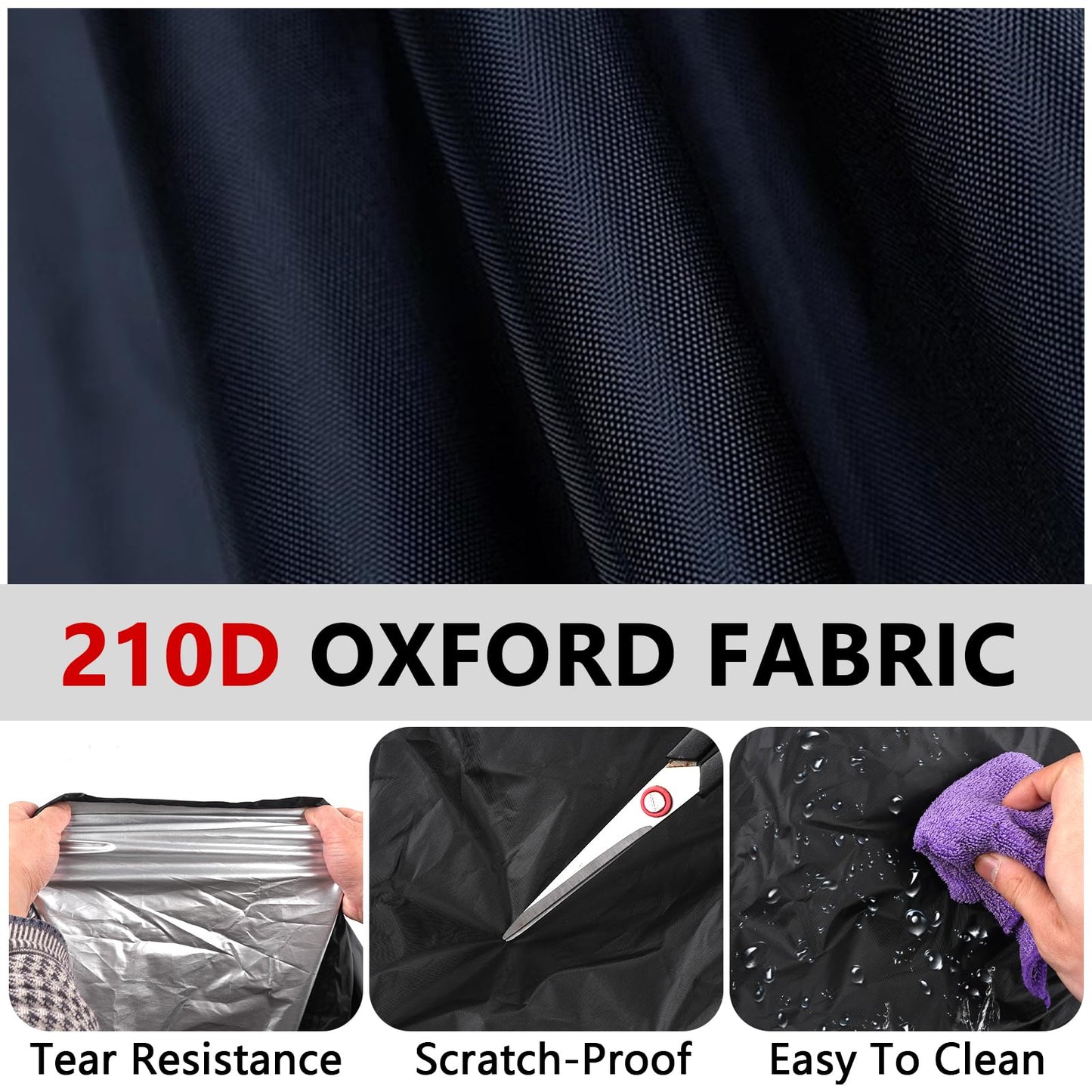 Motorcycle cover, 210D waterproof UV-resistant motorcycle garage, winterproof motorcycle cover for outdoor use, scooter moped cover (245cmx105cmx125cm).