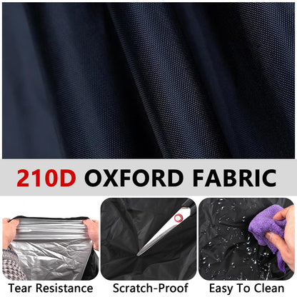 Motorcycle cover, 210D waterproof UV-resistant motorcycle garage, winterproof motorcycle cover for outdoor use, scooter moped cover (245cmx105cmx125cm).