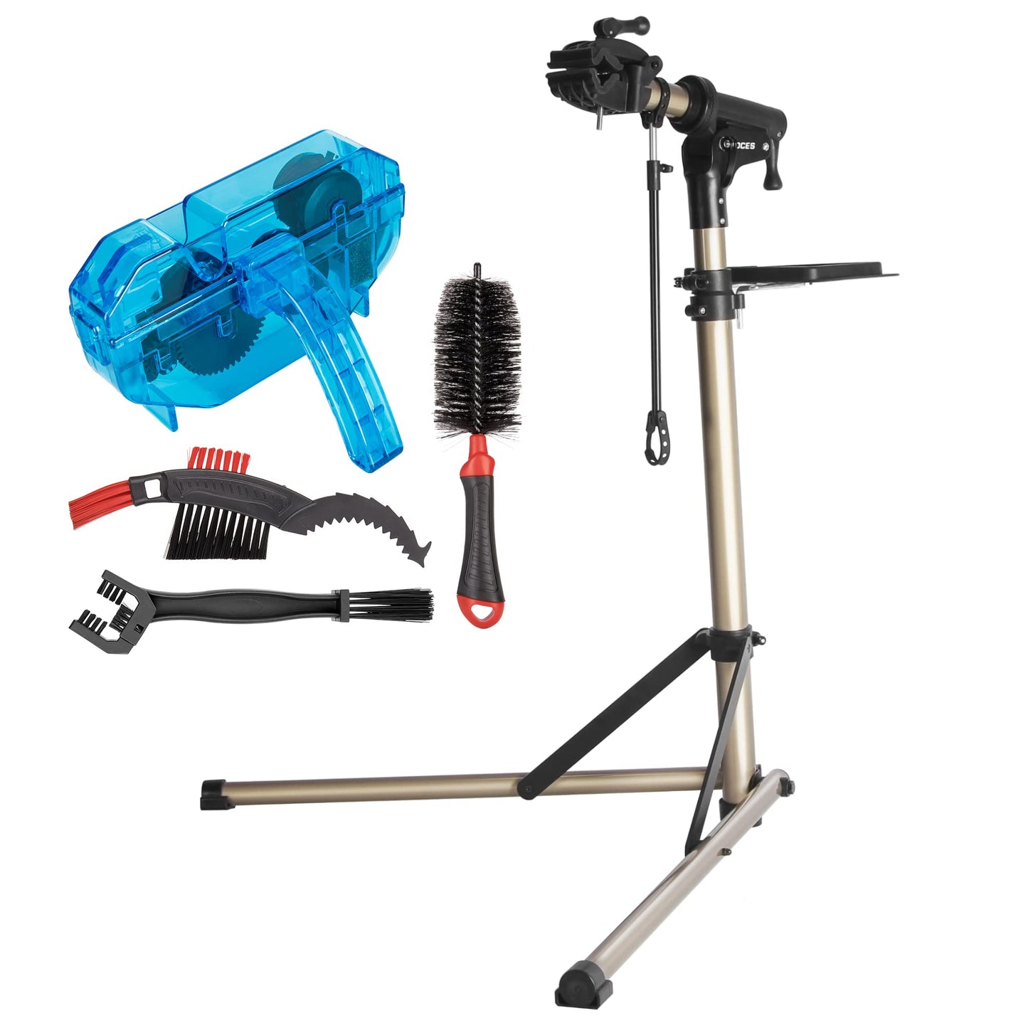 CXWXC Bike Repair Stand, Aluminum Folding Bicycle Assembly Stand for E-Bikes/Mountain Bikes. Bike Repair with Magnetic and 360° Rotatable Head.