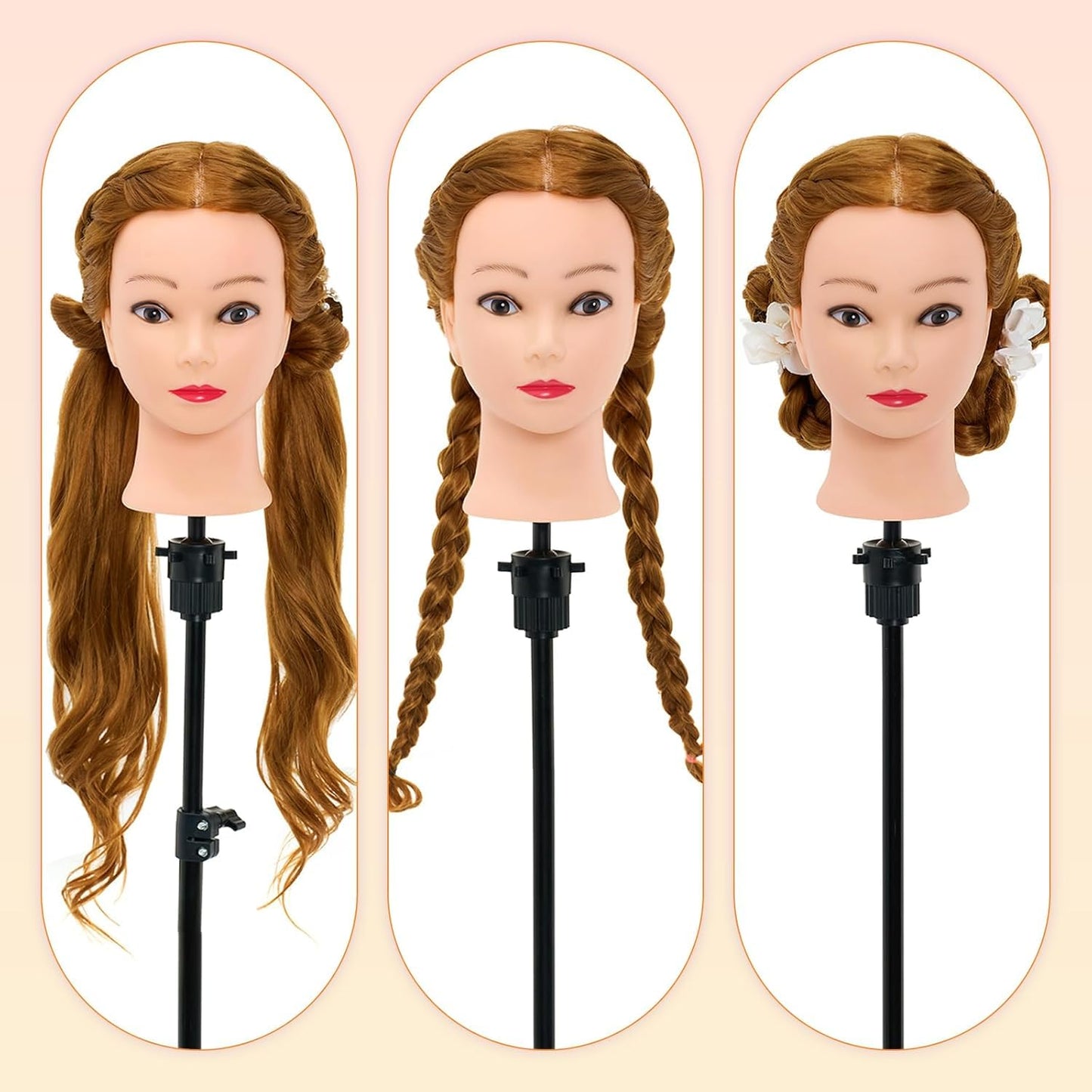 "Neverland Beauty 30" Practice Head Styling Mannequin 100% Synthetic Hair Wig Head Doll Head Training Heads Styling Head Training Head With Stand + DIY Hair Accessories styling Set"