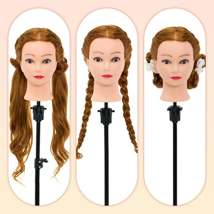 "Neverland Beauty 30" Practice Head Styling Mannequin 100% Synthetic Hair Wig Head Doll Head Training Heads Styling Head Training Head With Stand + DIY Hair Accessories styling Set"