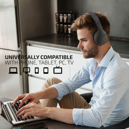 PowerLocus P6 Bluetooth Headphones Over Ear, Wireless Over Ear Headphones with Super Bass, 40Hrs Playtime, Microphone, Voice Assistant, Passive Noise Cancelling for iPhone, Samsung, iPad, PC, Laptop, TV