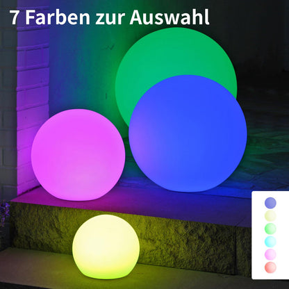 VERDOBA LED ball light with battery - waterproof LED light ball with color change and USB-C connection - dimmable LED ball for outdoor & indoor - 40 cm large ball lamp with protection class IP67