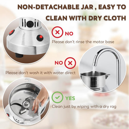 Moongiantgo Electric Grain Mill 150g, 950W Spice Grinder made of 430 Stainless Steel Commercial Powder Machine High Speed Mill for Grains, Spices, Herbs, Coffee, Corn with Overload Protection