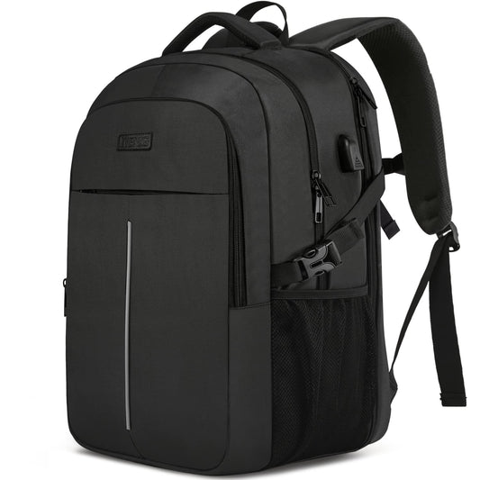 Extra Large Backpack for Men 55L, 18.4 Inch Laptop for School Work with USB Charging Port Waterproof Business Travel Notebook Bag School Backpack for Men Women Boys Teenagers Black