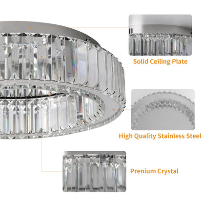 Vinilky Modern Crystal Chandelier, LED Crystal Ceiling Light with Remote Control Dimmable Socket Ceiling Lamp for Living Room, Bedroom, Kitchen, Entryway, Hallway