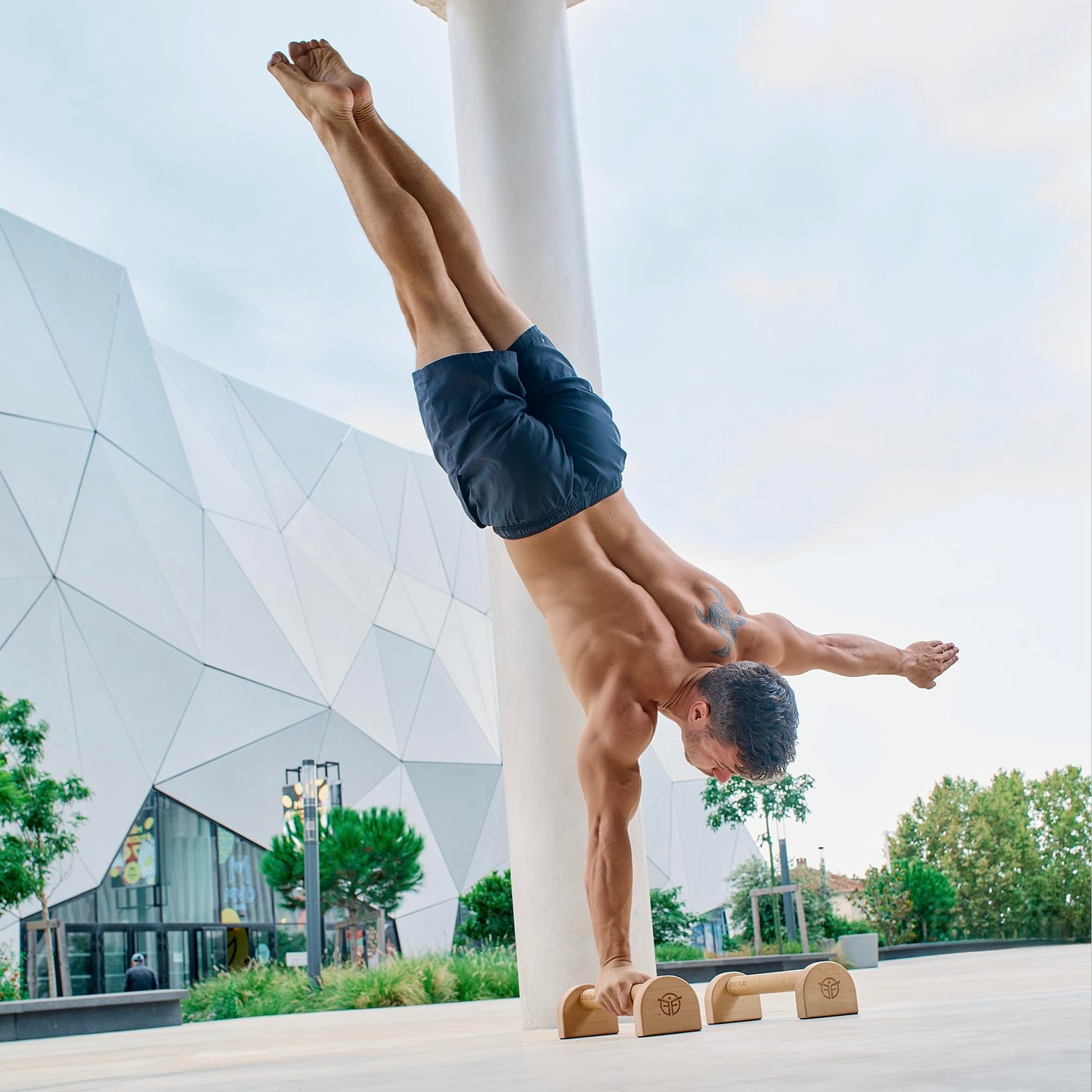 Eric Flag Handstand Handles - Premium Parallettes, Wooden Push-Up Handles for Fitness, Gym, Calisthenics & Yoga - Wooden Parallettes Calisthenics Non-Slip, Push Up Bars for Indoor and Outdoor