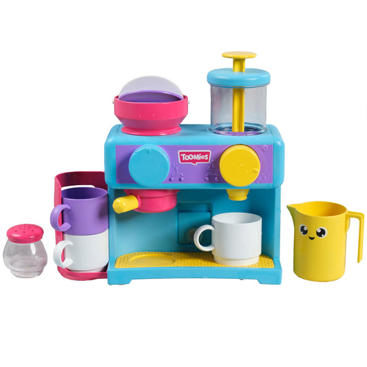 Tomy Toomies Bath Barista - Wall-mounted baby bath toy as a café & foam bath play kitchen for toddlers - Kitchen set: 3 cups, 1 jug, 1 shaker - for girls & boys aged 18 months and up.
