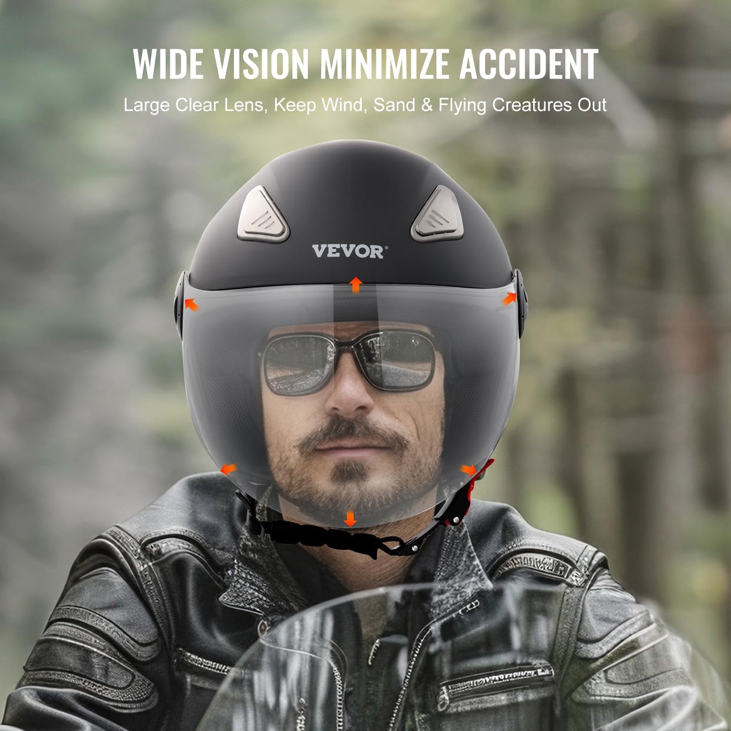 VEVOR Motorcycle Helmet Motocross Helmets 3/4 Face Size S, ABS Helmets with Bluetooth Communication & Interchangeable Visor, ECE Approved Comfortable Motocross Helmet, for Teens & Adults in Black.