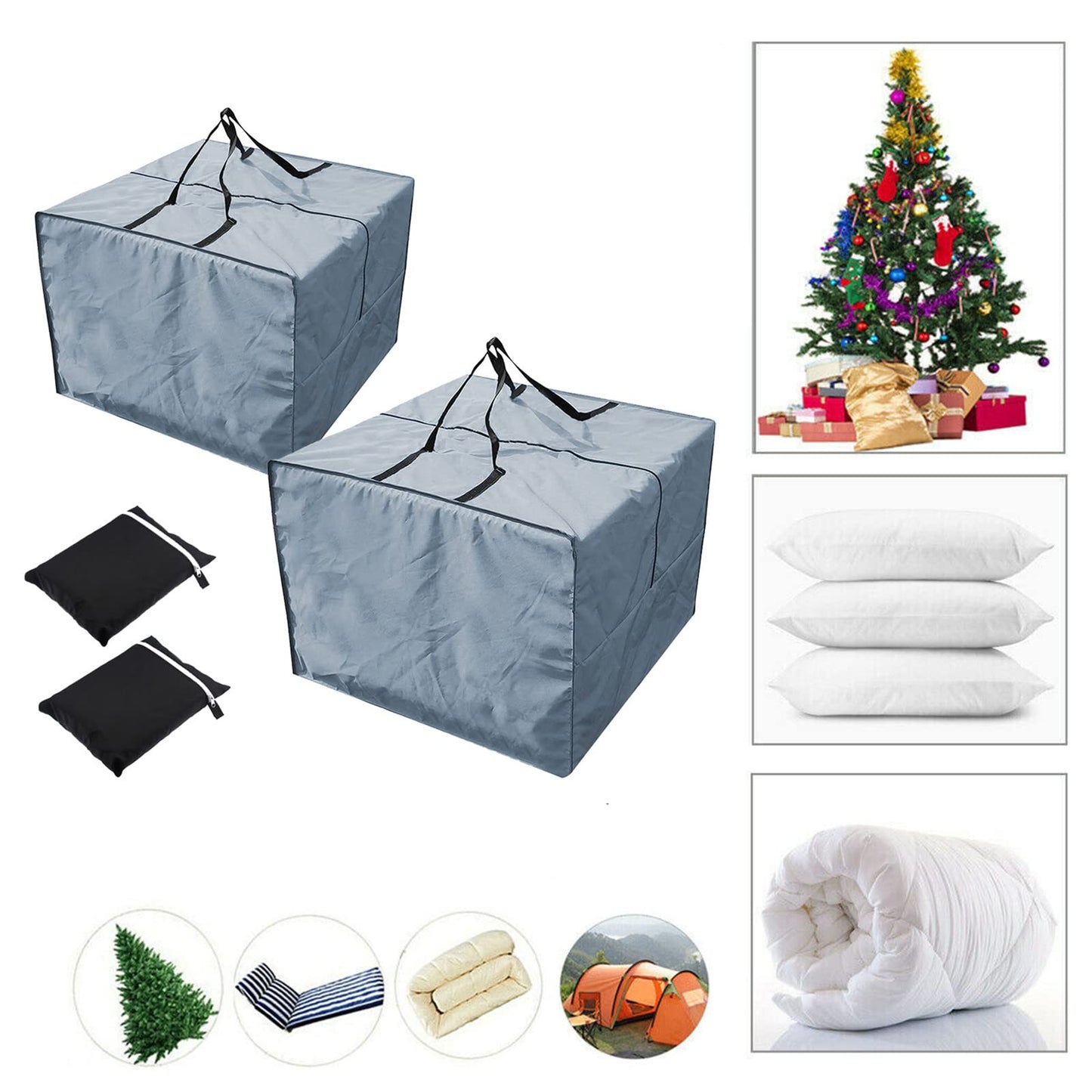 Opaltool 2PC Outdoor Furniture Cushion Storage Bag 210D Oxford Waterproof Protection Storage Bag 81x81x61cm