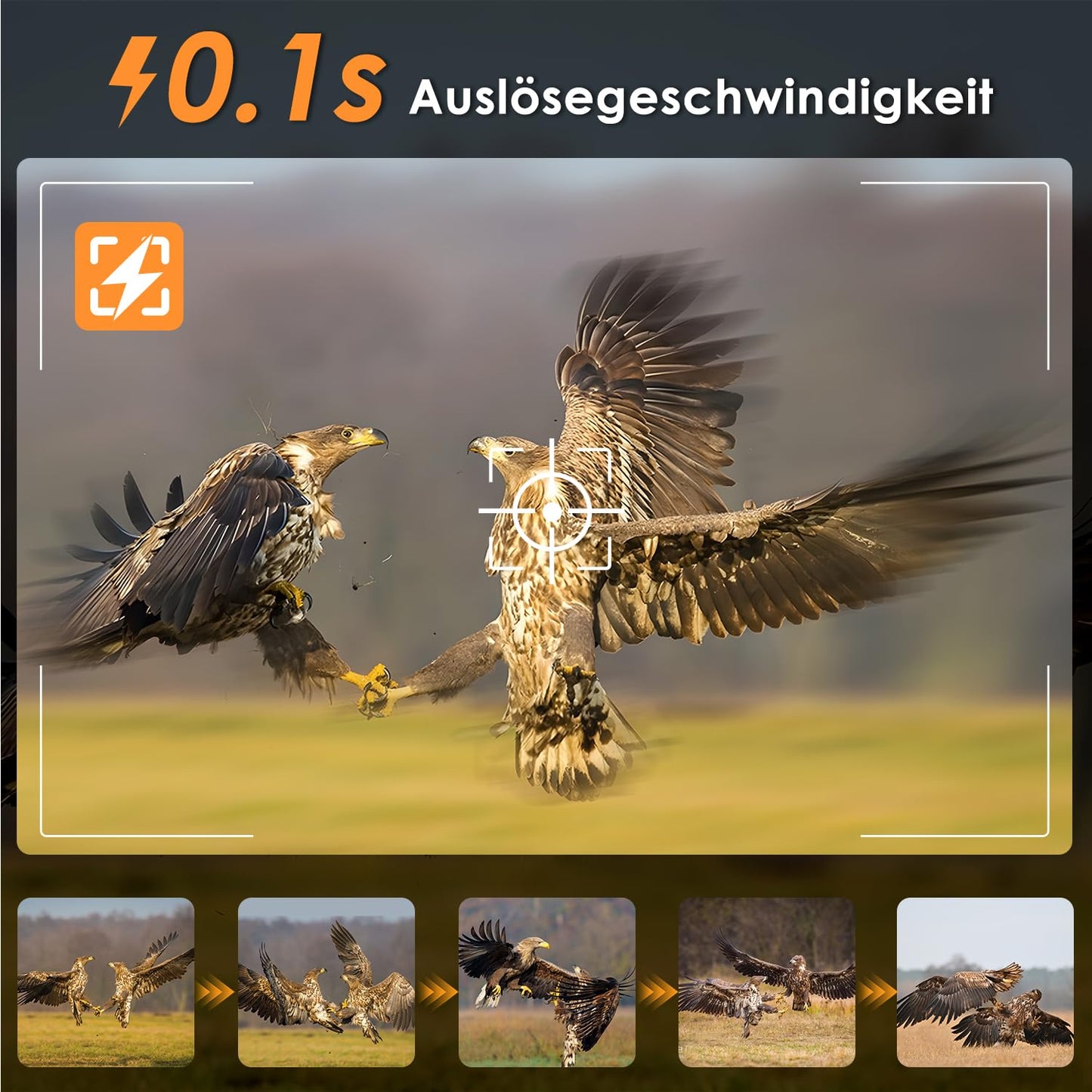Wireless trail camera with mobile transfer app, solar-powered wildlife camera with 5200mAh battery, motion sensor night vision 0.1s trigger time, Bluetooth wildlife camera night vision, IP66 waterproof.