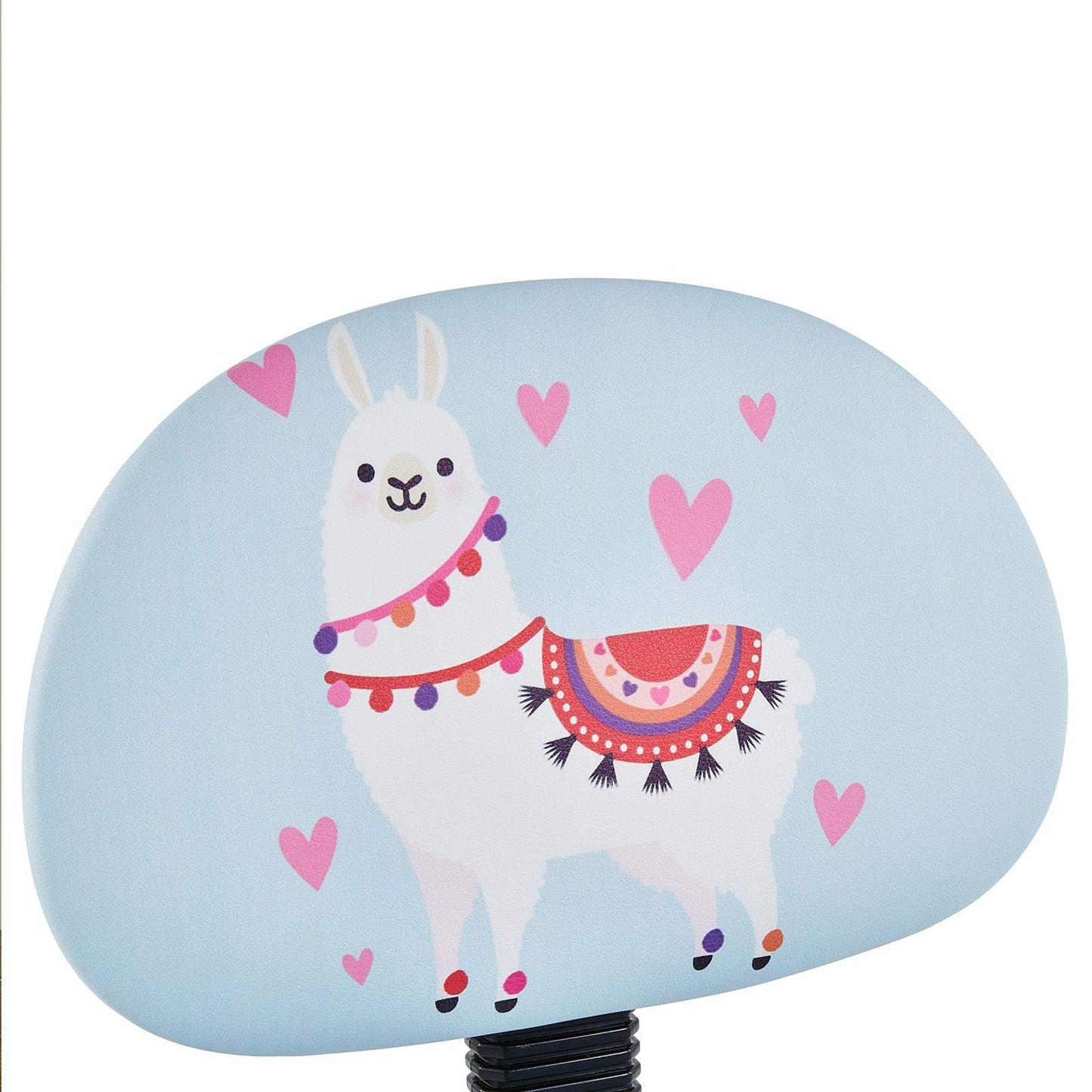 CARO-Möbel swivel chair Alpaca for children faux leather in light blue, kids' desk chair height adjustable ergonomically designed with llama motif, desk chair on castors.