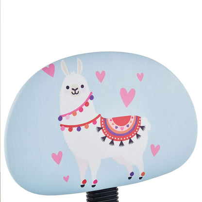 CARO-Möbel swivel chair Alpaca for children faux leather in light blue, kids' desk chair height adjustable ergonomically designed with llama motif, desk chair on castors.