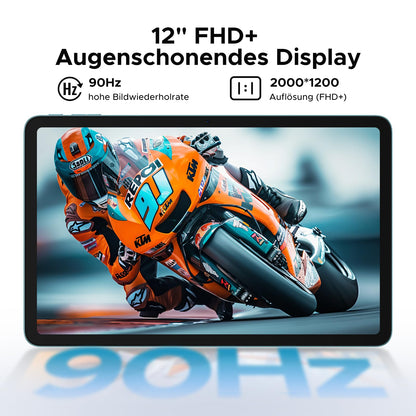 DOOGEE T36 Tablet 12-inch Android 15, 32GB+256GB/2TB TF T620 Octa-Core, 2.4K 90Hz display, 8800mAh, Gaming Tablet with SIM card slot, 4G LTE, Bluetooth 5.0+5G WiFi, Metal body - Black