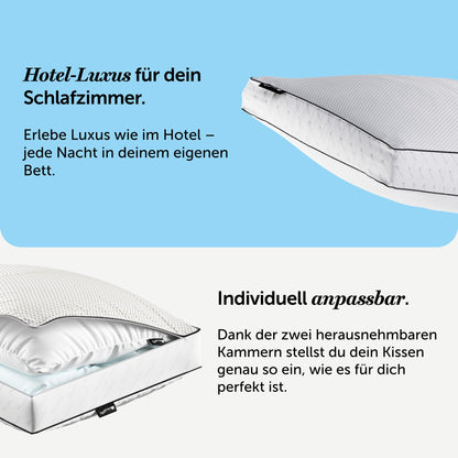 Cloudpillo Recharge Memory Foam Pillow 40×80 cm - Ergonomic & Adjustable Height - Luxury Hotel Quality - Oeko-Tex Certified