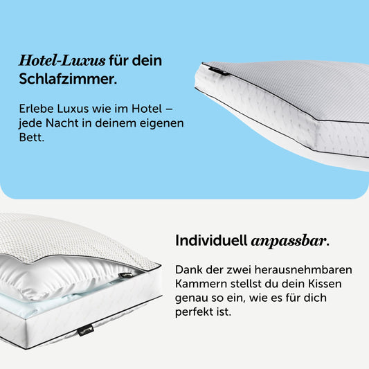 Cloudpillo Recharge Memory Foam Pillow 40×80 cm - Ergonomic & Adjustable Height - Luxury Hotel Quality - Oeko-Tex Certified