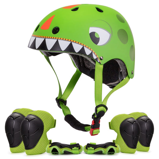 Skate helmet bike helmet with knee pad set for 2 to 6 year old boys and girls | Lightweight microshell kids helmet knee pads protection protectors for balance bike skateboard motorcycle sport...