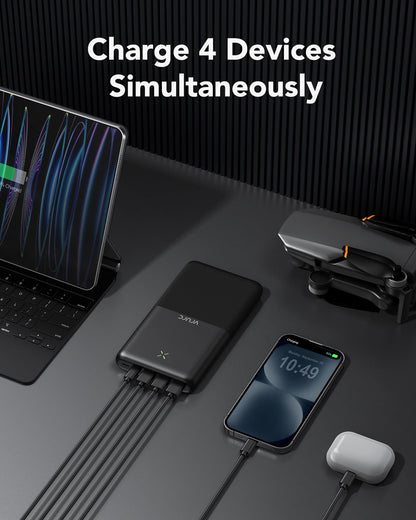 VRURC Power Bank 30000mAh 22.5W Portable Charger USB C Fast Charging External Battery Packs with 4 Outputs and 3 Inputs Compatible with iPhone, Huawei, Tablets, etc. (Black)