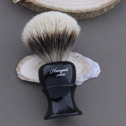 Haryali London Shaving Set - safety razor, badger hair shaving brush, shaving stand - double edge razor blades safety razor - 3 piece safety razor set - Black shaving brush set as a gift set