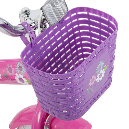 JOYSTAR Daisy 12-Inch Kids Bike for 2-4 Year Old Girls. 12-Inch Wheels Girls Bike with Doll Seat & Bike Streamers & Stabilizers, Purple.