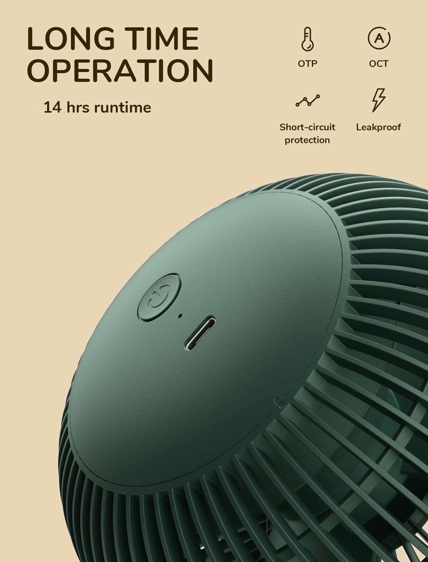 JISULIFE Mini USB Fan, Clip Battery Operated Desk Fan, Very Quiet Small with 4000mAh Battery, 4 Speeds, Up to 14 Hours for Bed, Desk, Crib, Stroller, Car Seat - Green