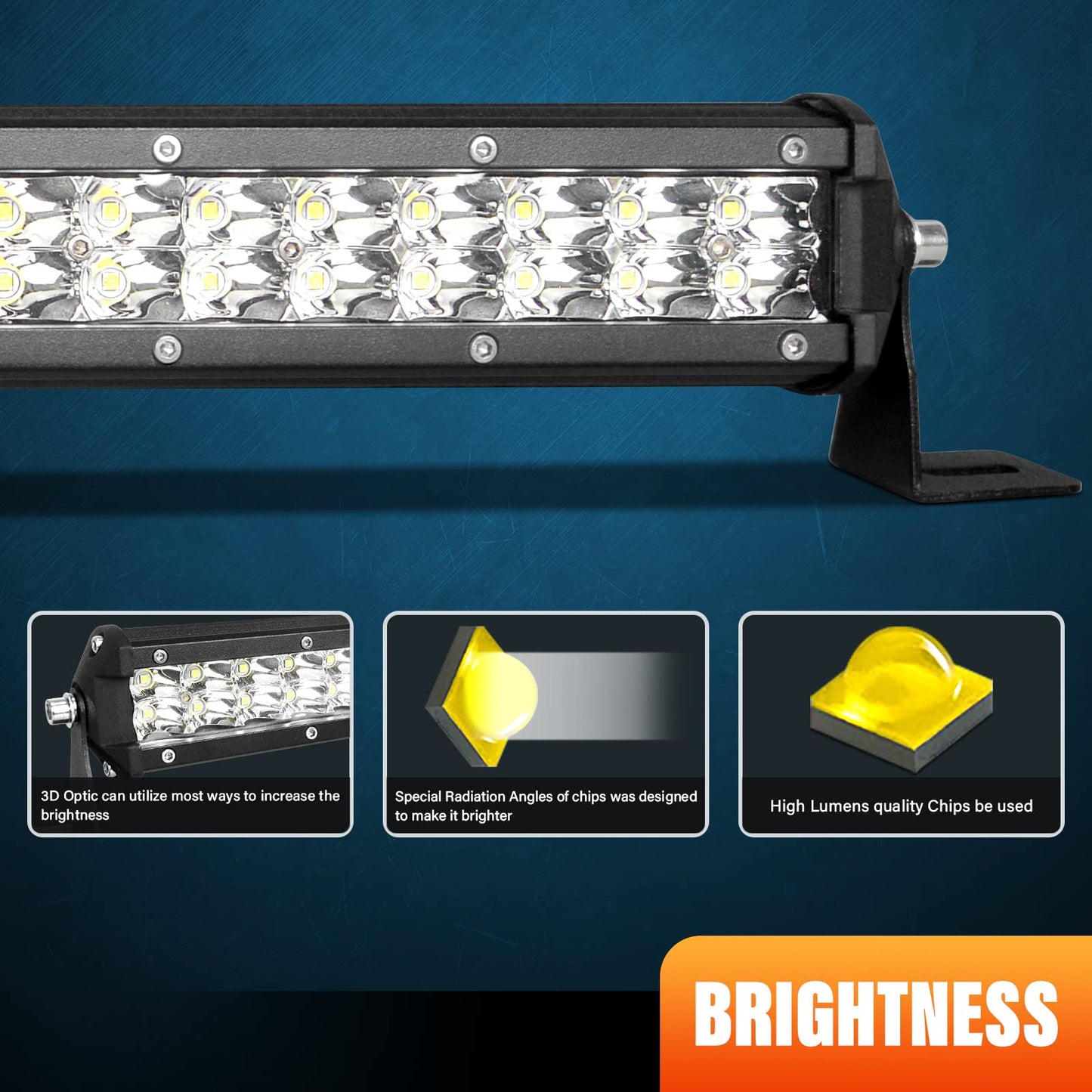 RIGIDON 20 inch 50 cm 144W Spot outdoor aluminum LED light bar, 12V 24V Waterproof warm white off-road lighting for car SUV off-road ATV SUV truck tractor vehicles 4x4, LED fog lights 6000K.