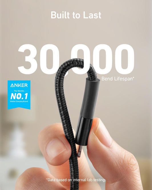 Anchor 551 iPhone charging cable, Lightning cable iPhone cable 3m, MFi certified for iPhone 14/13/12/11/X/XS/XR/SE/8 Plus/7/6, iPad (Black)