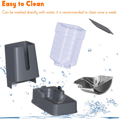 Automatic cat food dispenser and cat water dispenser set, 2 pack, automatic dog food dispenser and dog water dispenser, 3.5L for small, medium, large dogs, pets, puppies...