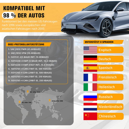 OBD2 diagnostic tool OBD car diagnosis: EOBD car adapter engine fault reading device reader with full OBDII functions - automotive reading device German for BMW VW Mercedes Audi all OBDII vehicles
