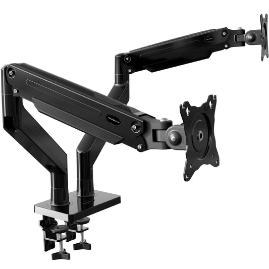 Invision dual monitor mount for 24-35 inch screens VESA 75mm & 100mm Adjustable height Tilt Swivel & Rotate Ergonomic Gas spring desktop clamp mount Supports 2kg-15kg (MX900)