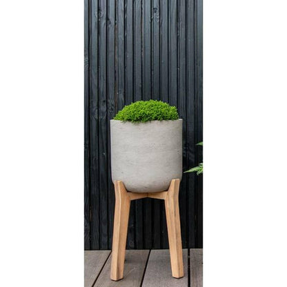 Finestgreen Charlie feet high | Handcrafted plant container on wooden legs (XL Ø:40 H:67 cm, Grey) | Pottery Pots