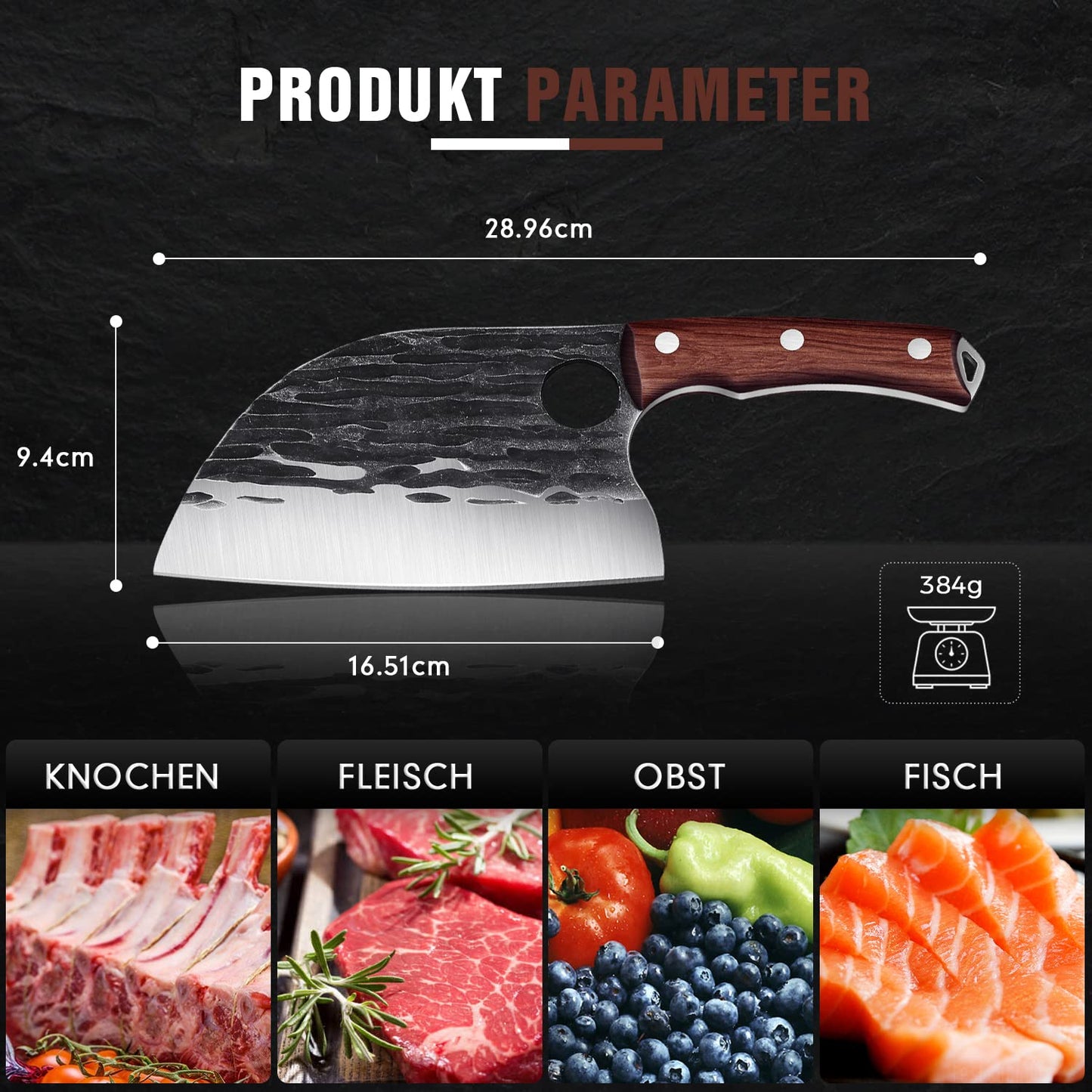 SMITH CHU cleaver Serbian butcher knife hand-forged chef knife kitchen knife meat cleaver sharp boning knife with leather sheath full tang outdoor for BBQ camping