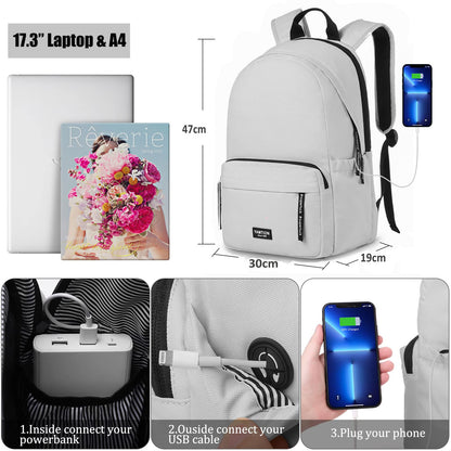YAMTION School Backpack for Teenage Boys & Girls, fits 17.3 Inch Laptop, Backpack for Women, Men City Backpack for University, Travel, Leisure