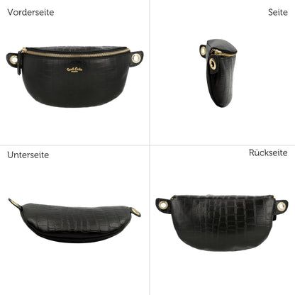 Gusti Leather Waist Bag - Annabelle Men's and Women's Waist Bag Fanny Pack Handbag Leather Bag Black Leather