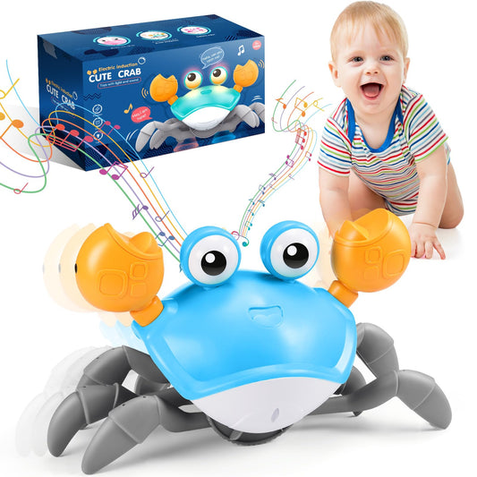 iKidiki Children's toys for 1 2 3 4 years old, Crab baby toy for 1-4 years old boys girls crawling toy baby gift boys girls birthday gift tummy time toys musical learning toys