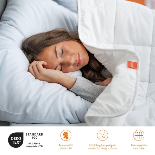 Sleeping pillow 80x80 cm set of 4, hypoallergenic, washable, Made in EU, Oeko-Tex, large bed pillow 80 x 80, cushions, pillows, 4 pieces, comfort 100.