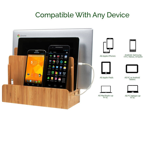 XPhonew desktop bamboo wood charging stand docking station/cradle/holder/charger stand/cell phone mount compatible with iPhone 13 12 11 Pro Max XS XR X iPad laptop Samsung smartphones tablets