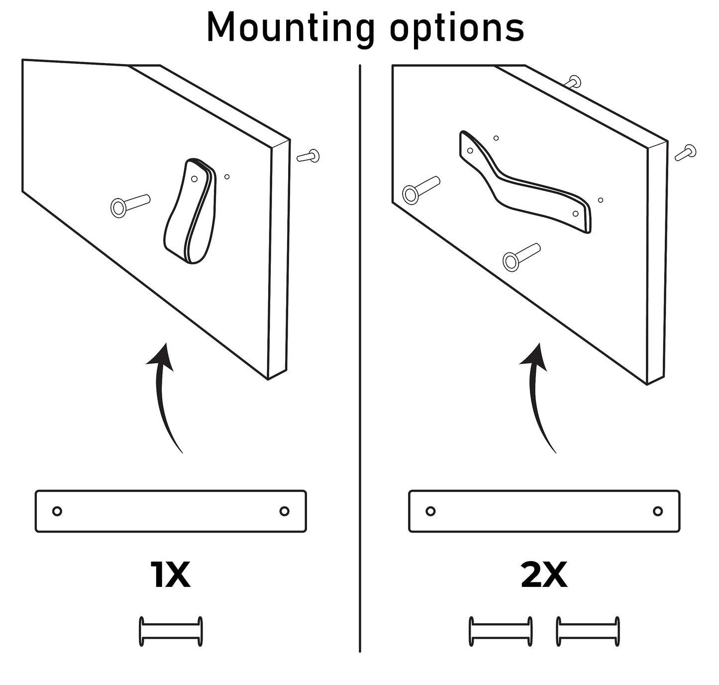 Brute Strength - Leather handles for furniture - Cognac - 6 pieces - 16.5 x 2.5 cm - Cabinet handle, door handle for kitchen, bathroom, cabinets, chest of drawers, wood