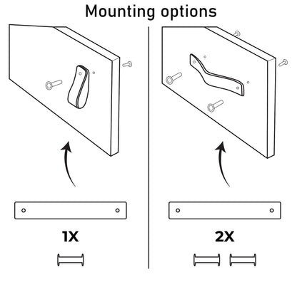 Brute Strength - Leather handles for furniture - Cognac - 6 pieces - 16.5 x 2.5 cm - Cabinet handle, door handle for kitchen, bathroom, cabinets, chest of drawers, wood